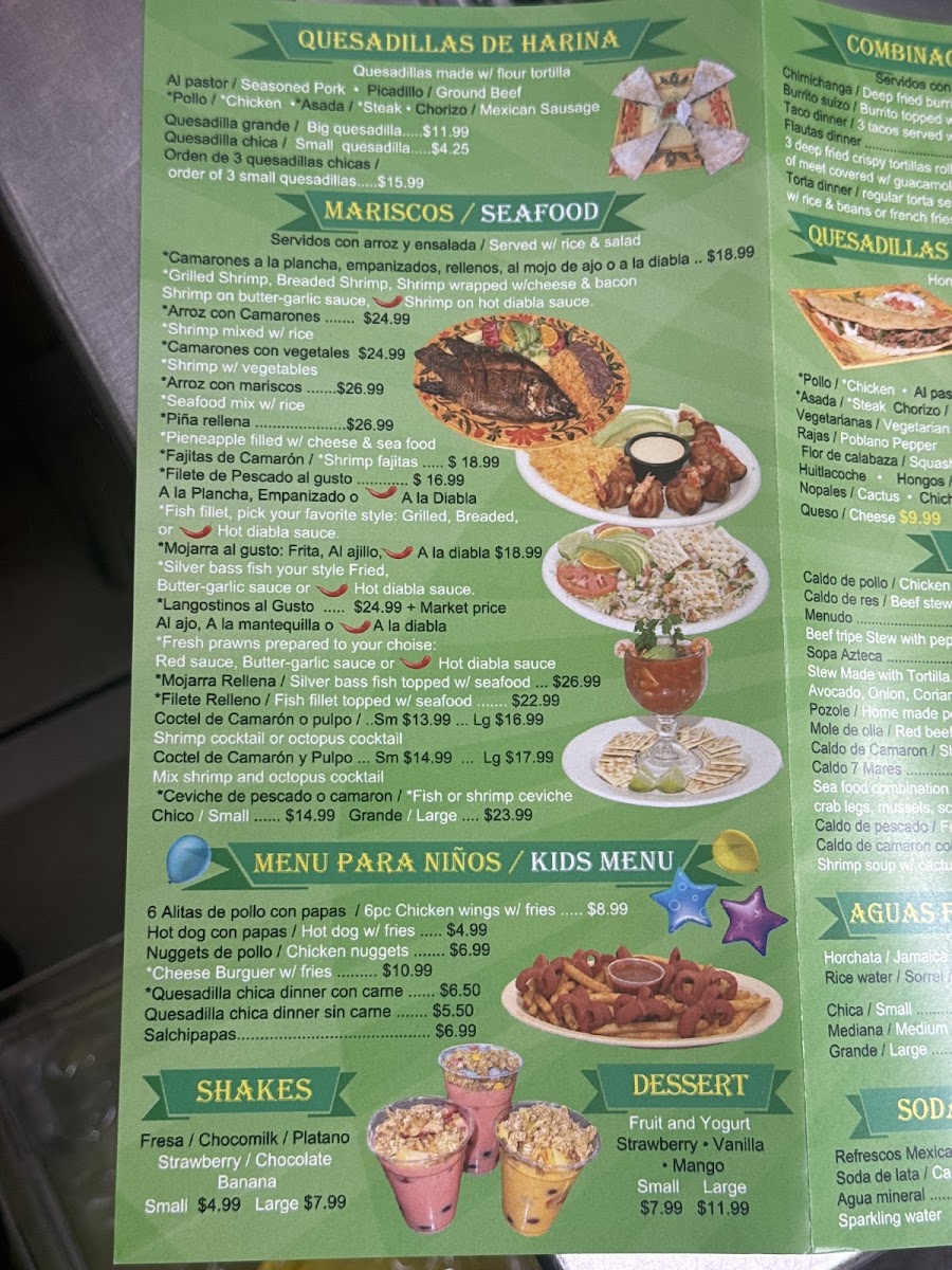 La Taqueria El Primo menu board
