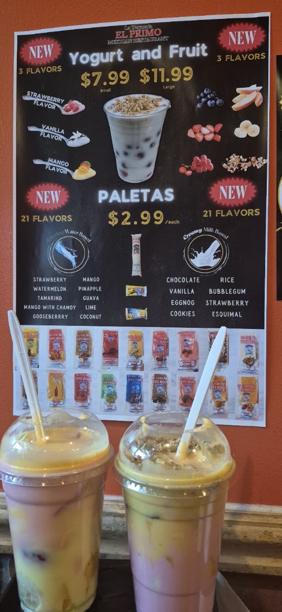 La Taqueria El Primo menu board