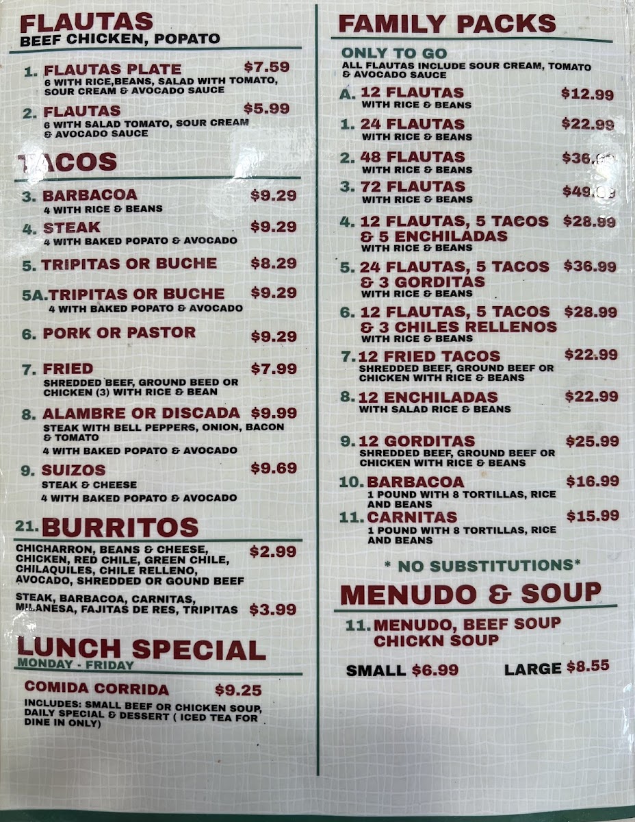 El Portal Del CIRO'S Mexican & Seafood menu board