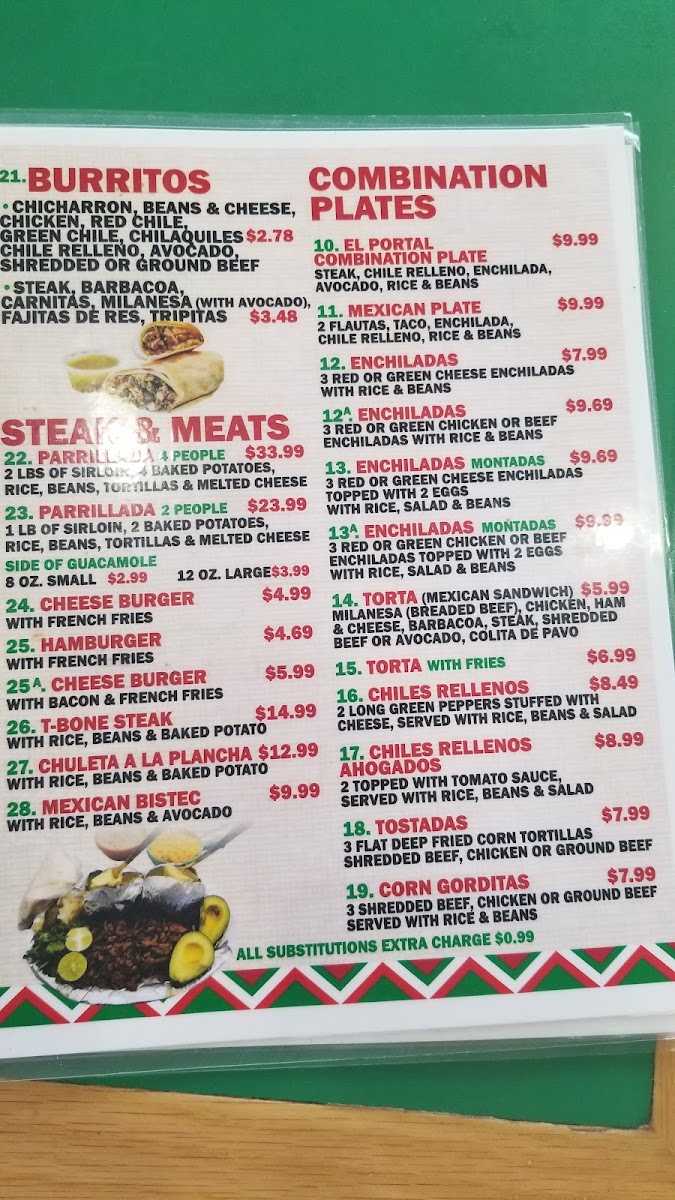 El Portal Del CIRO'S Mexican & Seafood menu board