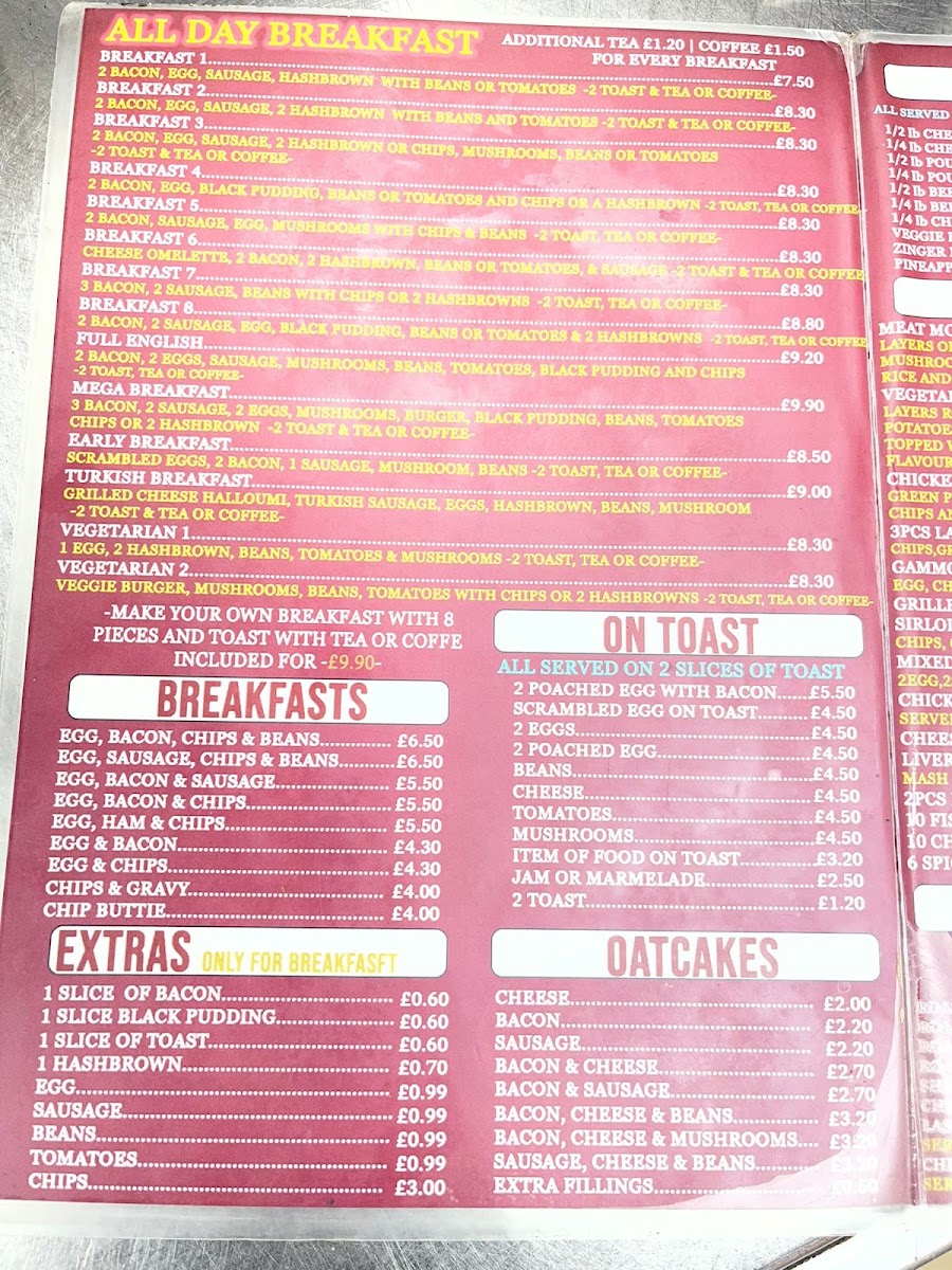 Biddulph Café menu board