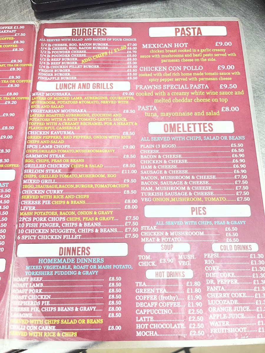 Biddulph Café menu board