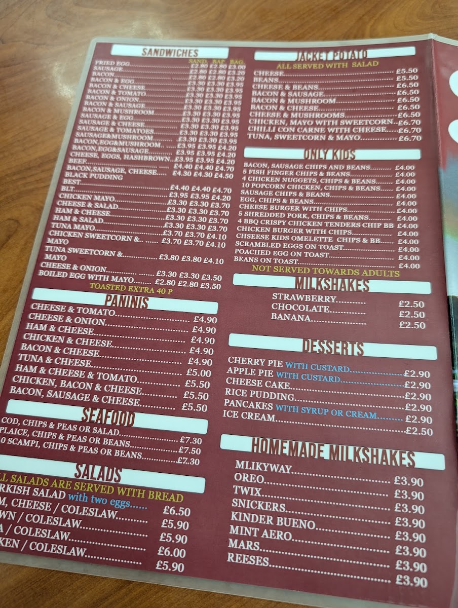 Biddulph Café menu board