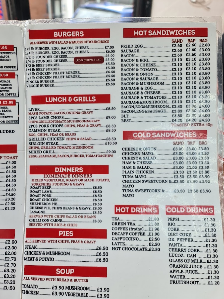 Biddulph Café menu board