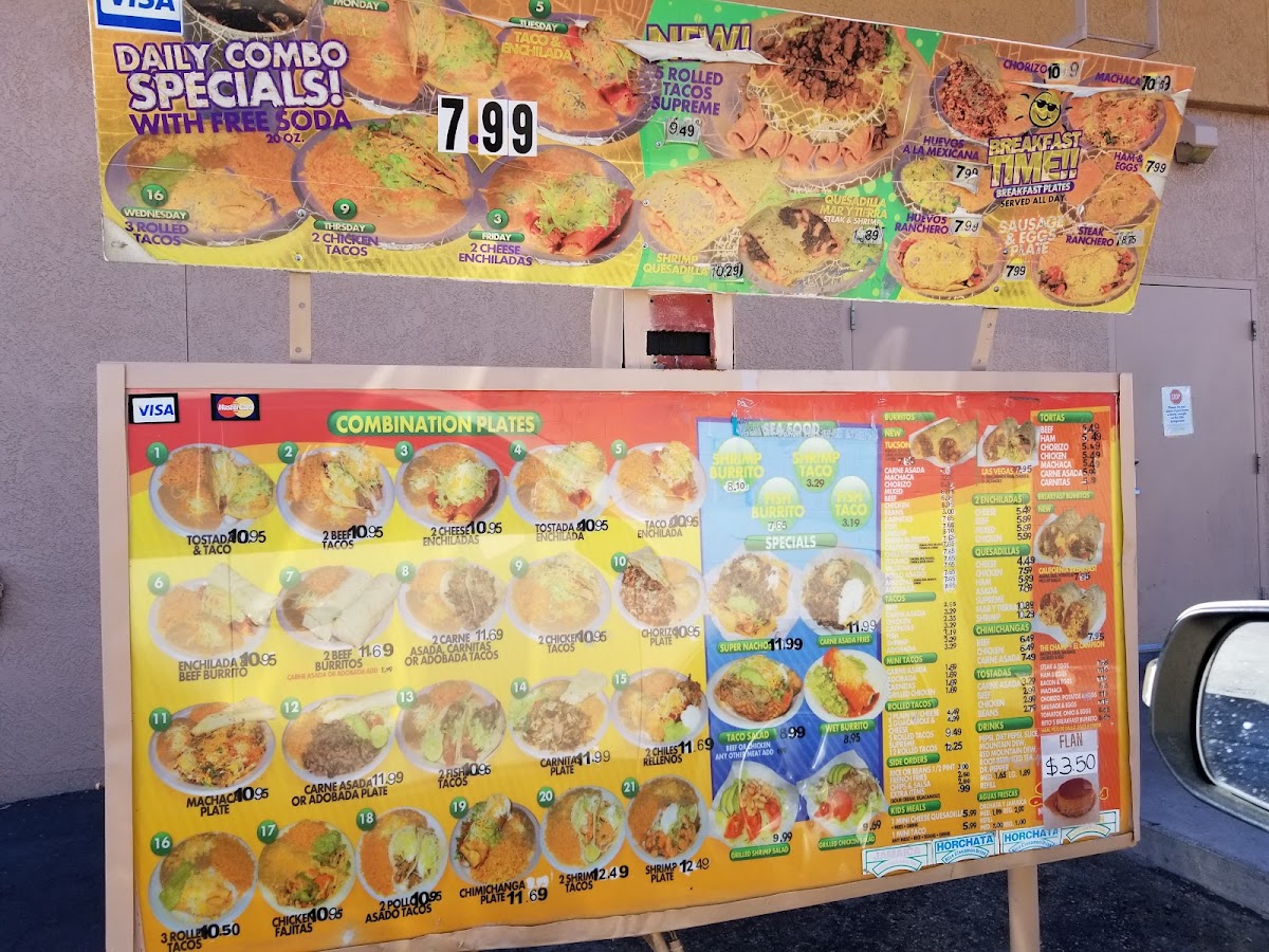 El Beto Mexican Food menu board
