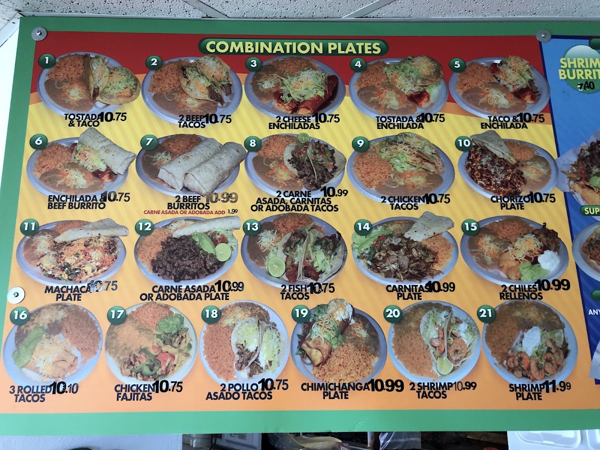 El Beto Mexican Food menu board