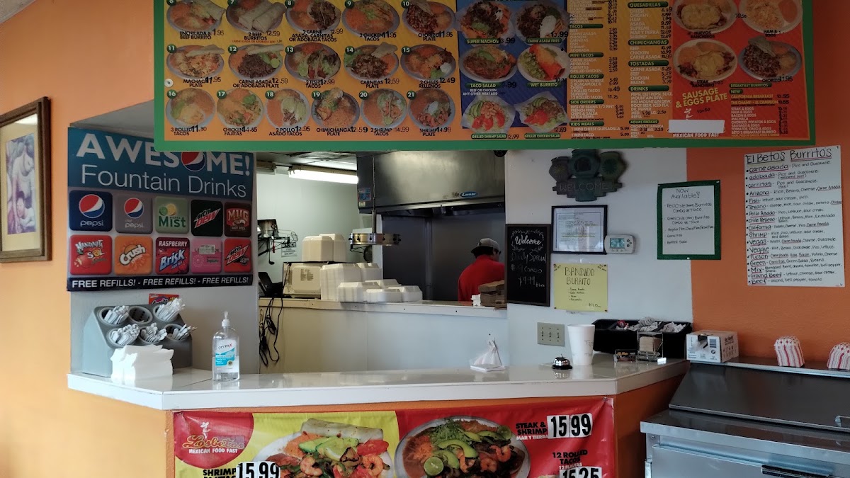 El Beto Mexican Food menu board