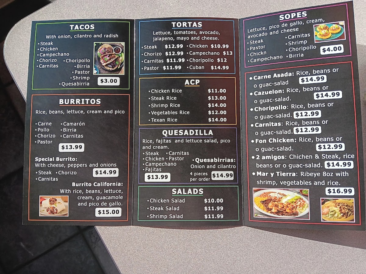 Taqueria Don Frank's menu board