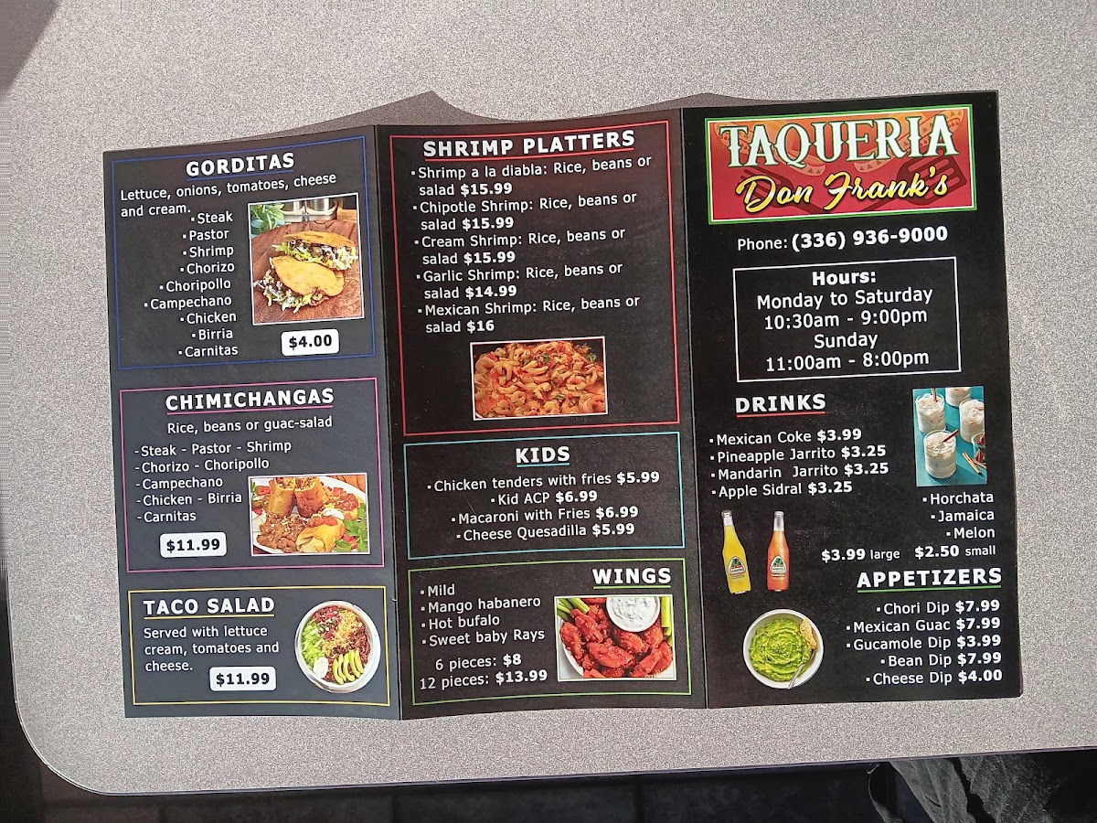 Taqueria Don Frank's menu board