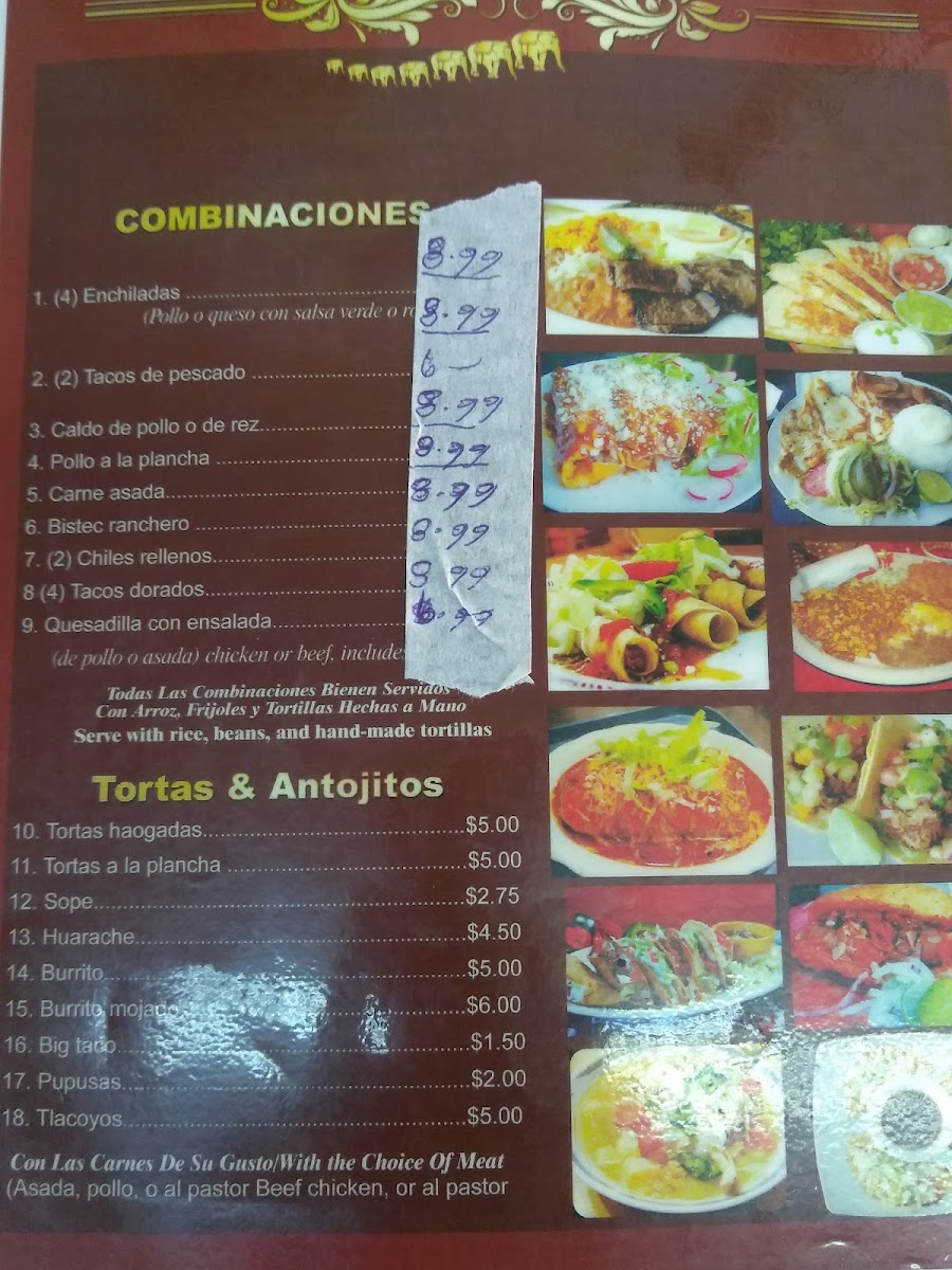 Simon's Restaurant menu board