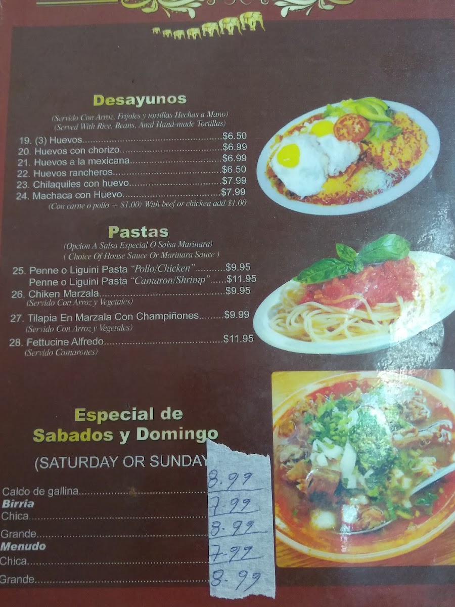 Simon's Restaurant menu board