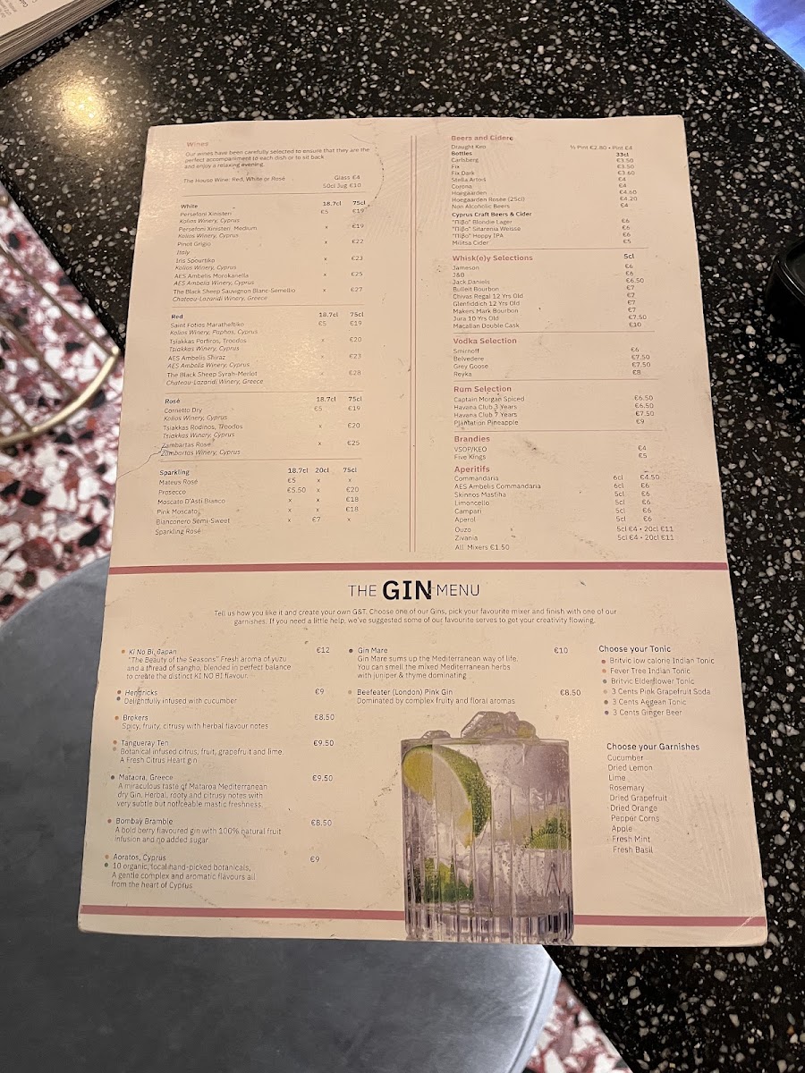 Central Shisha Lounge Bar menu board