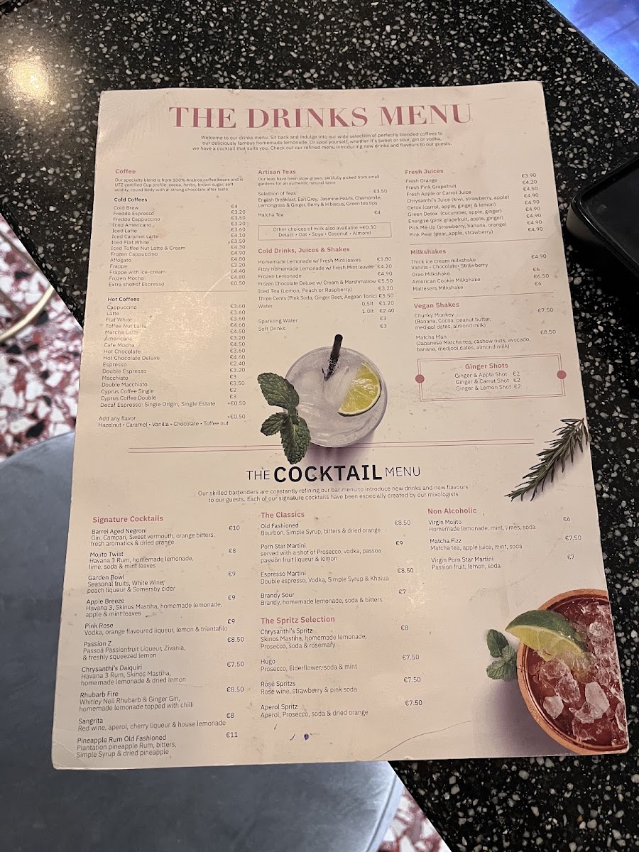 Central Shisha Lounge Bar menu board