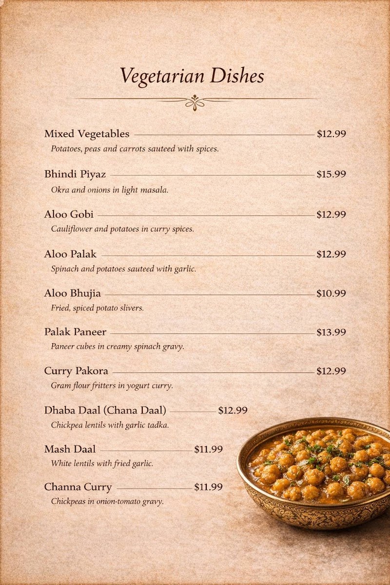 Lahore Spice menu board