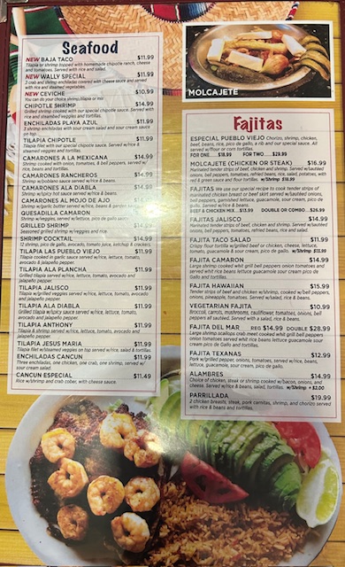 Pueblo Viejo menu board