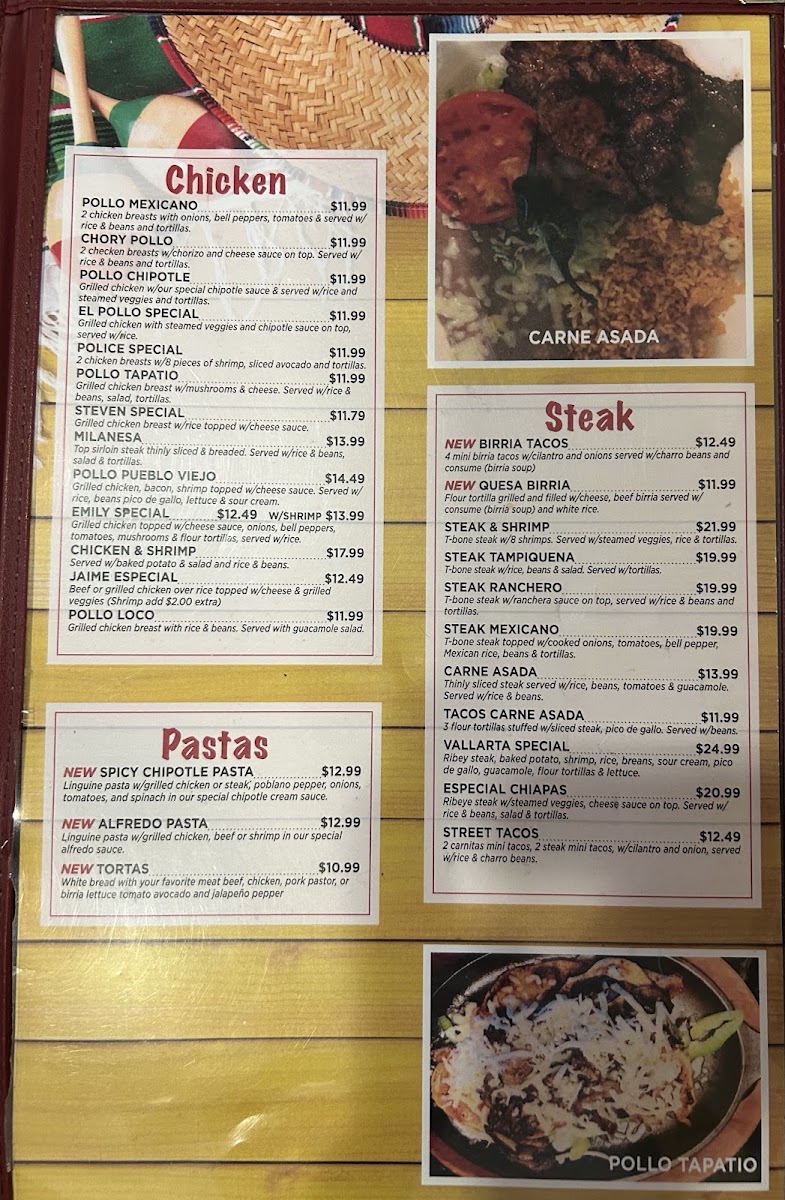 Pueblo Viejo menu board