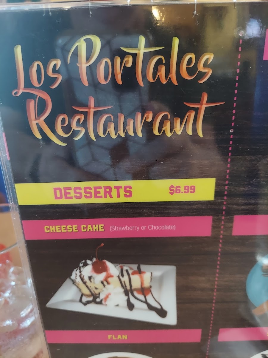 Los Portales Mexican Cuisine menu board