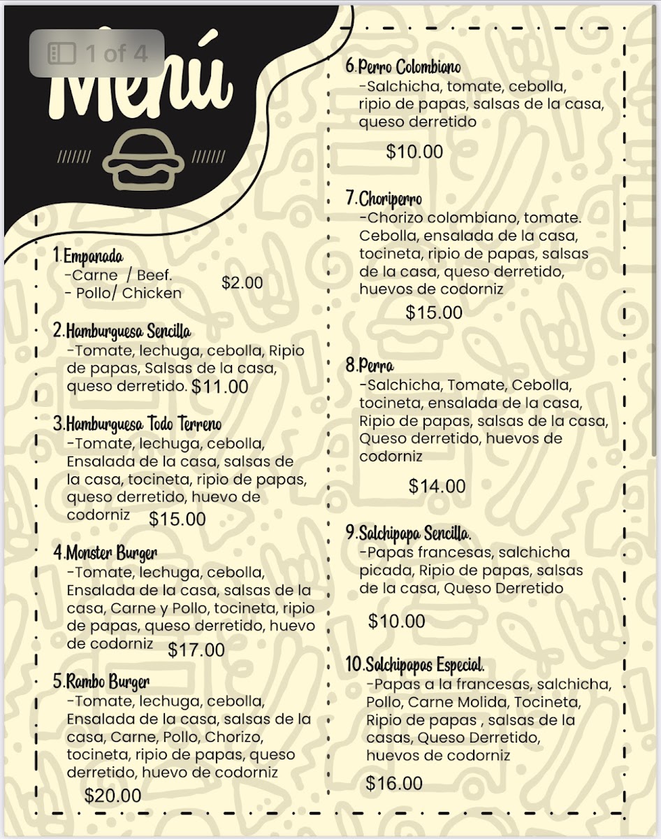 Detoditos menu board