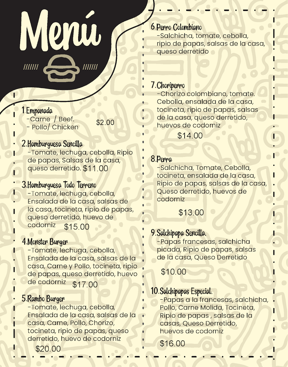 Detoditos menu board