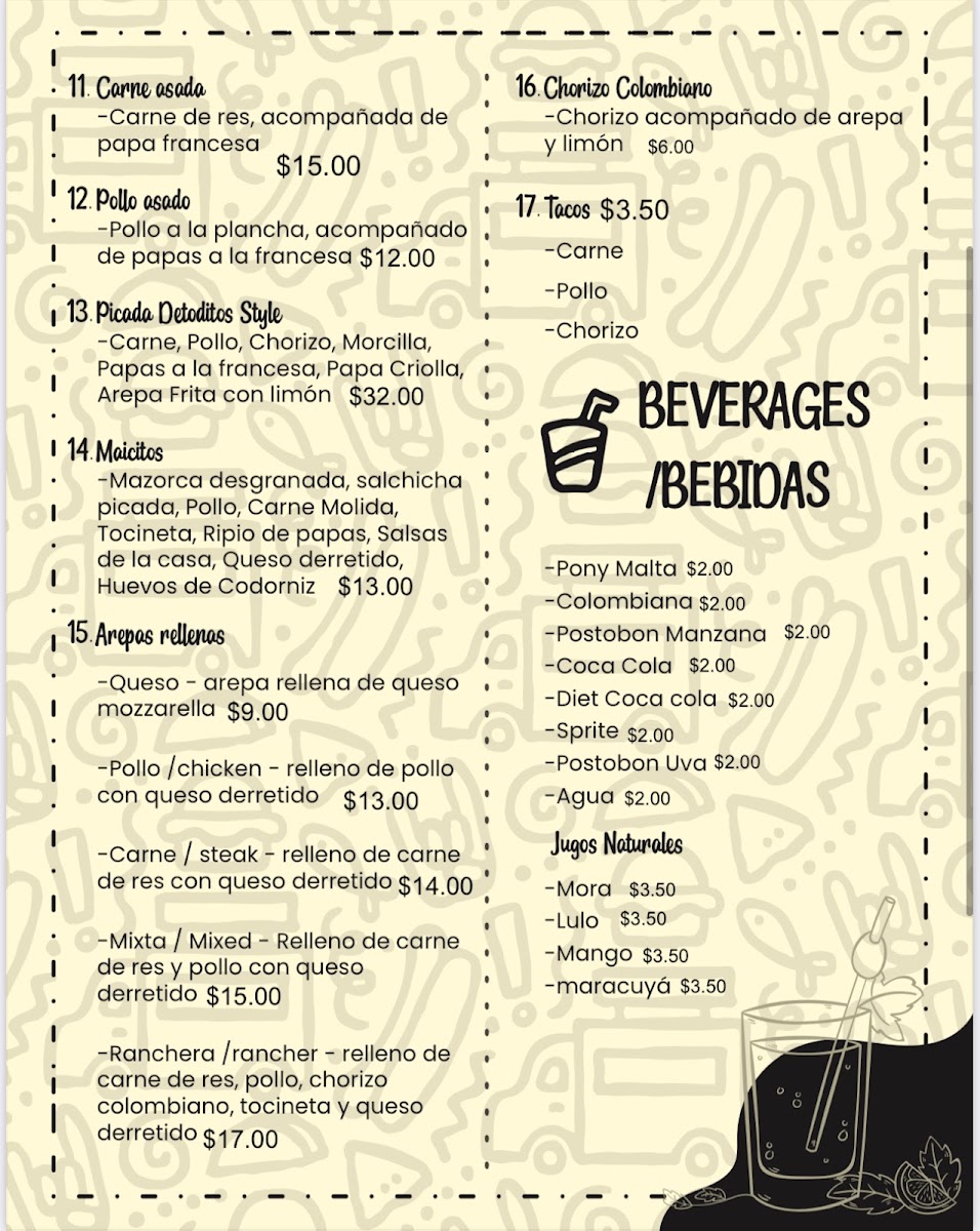 Detoditos menu board