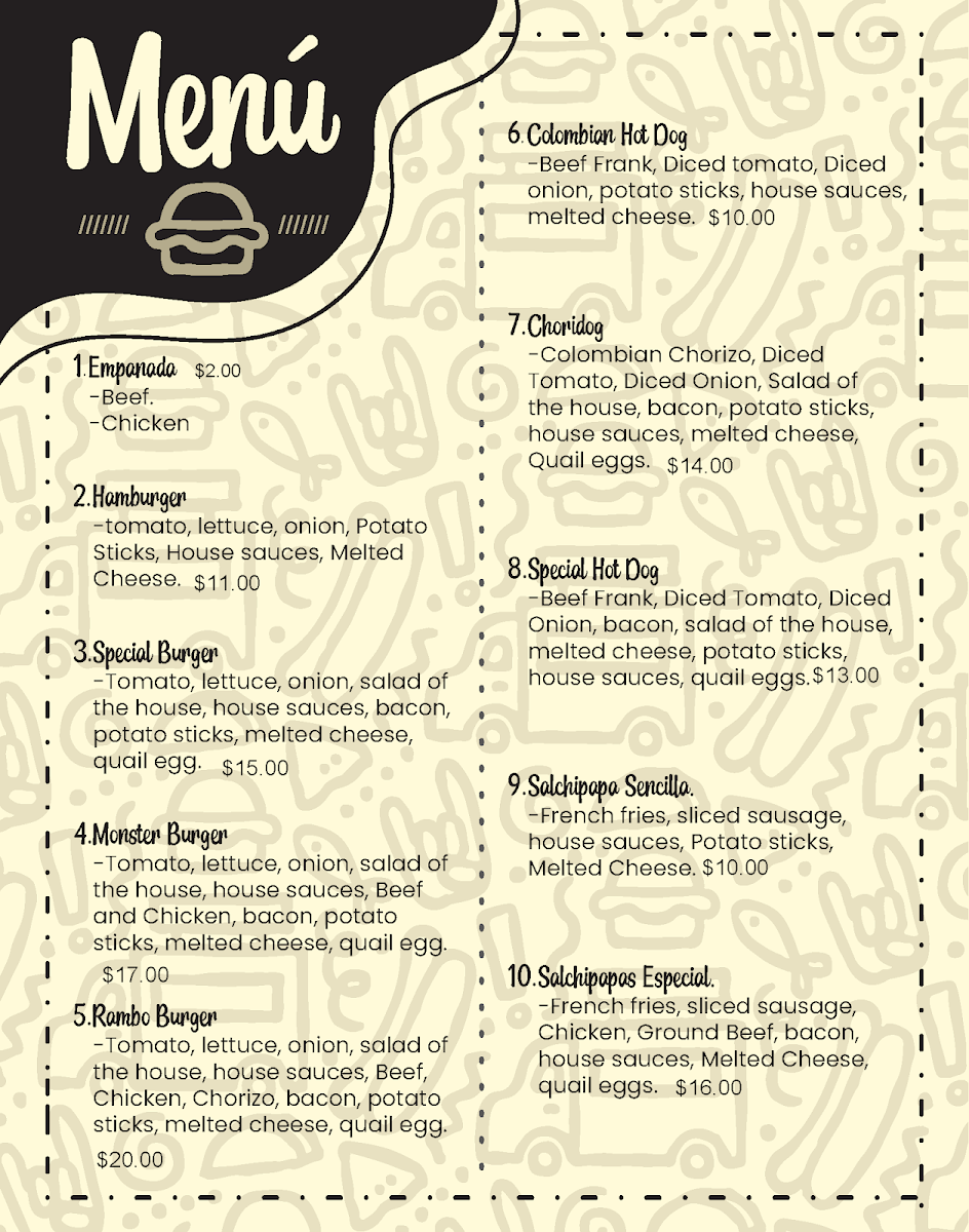 Detoditos menu board