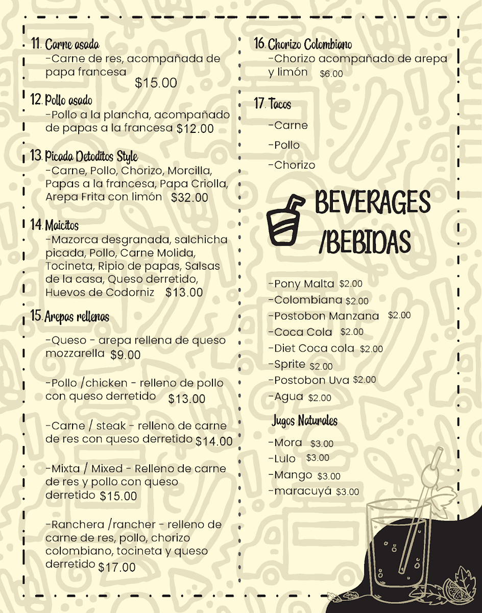 Detoditos menu board