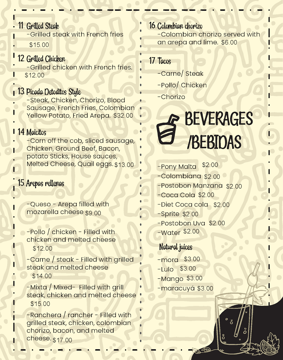 Detoditos menu board