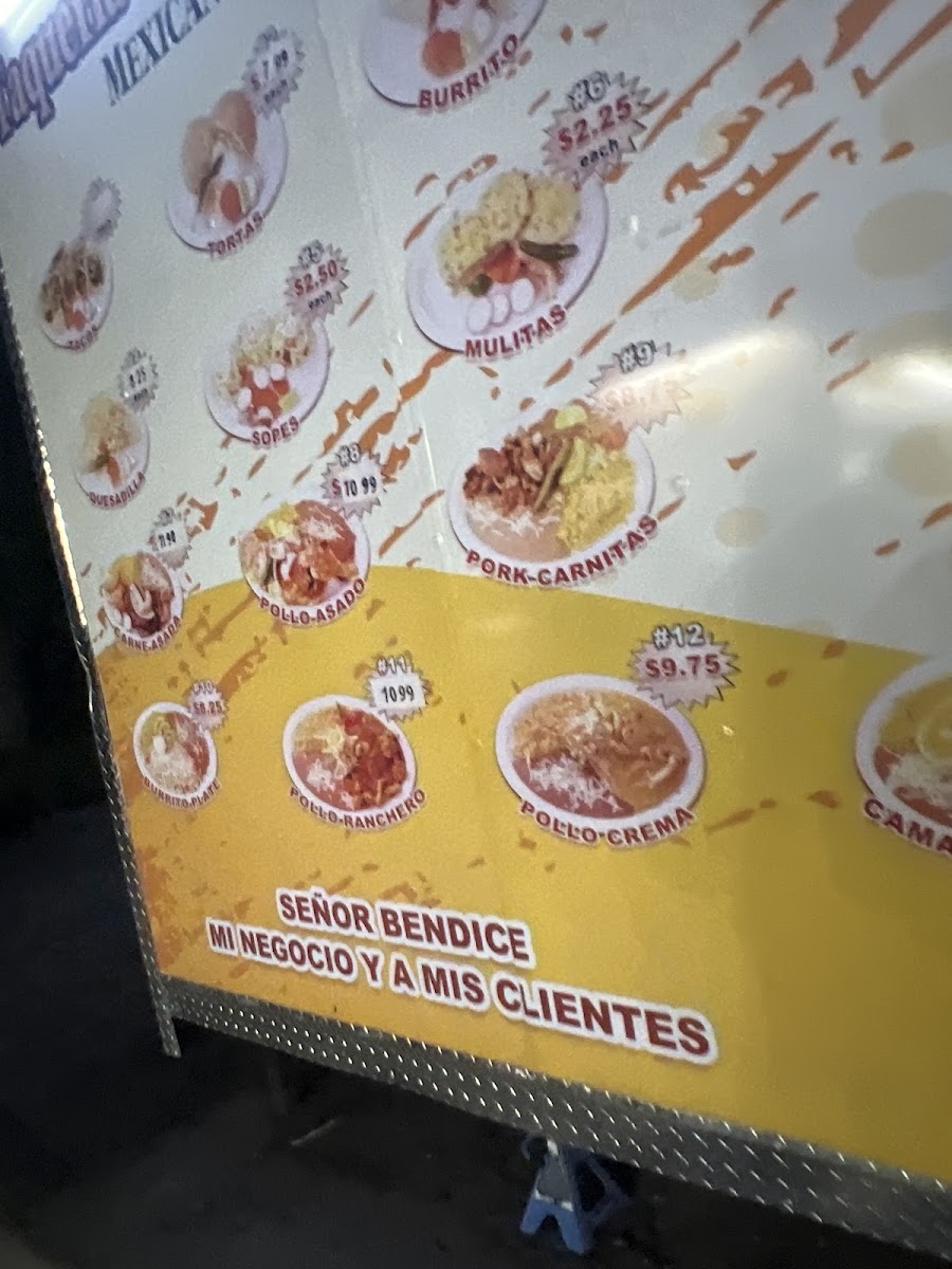 Taqueria Los Dos Rancheros menu board