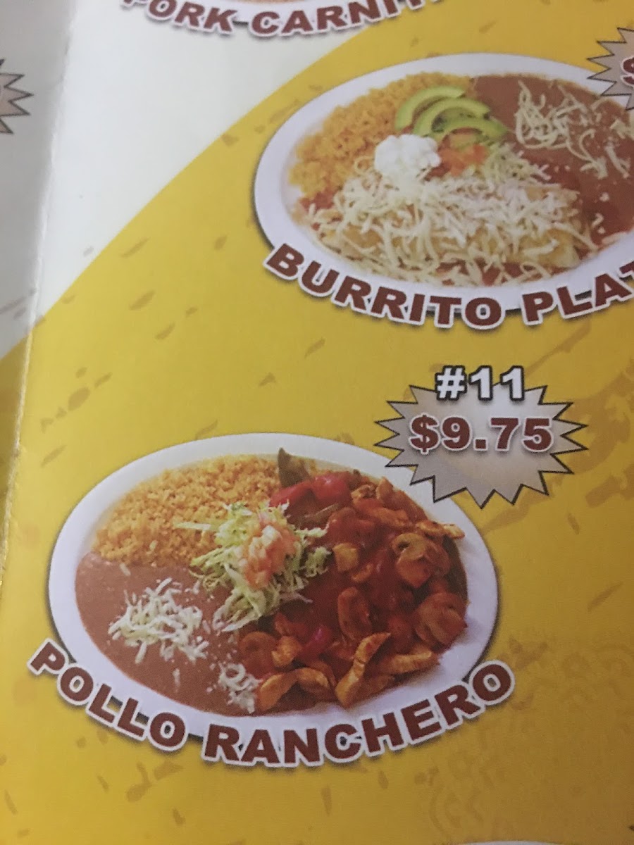 Taqueria Los Dos Rancheros menu board