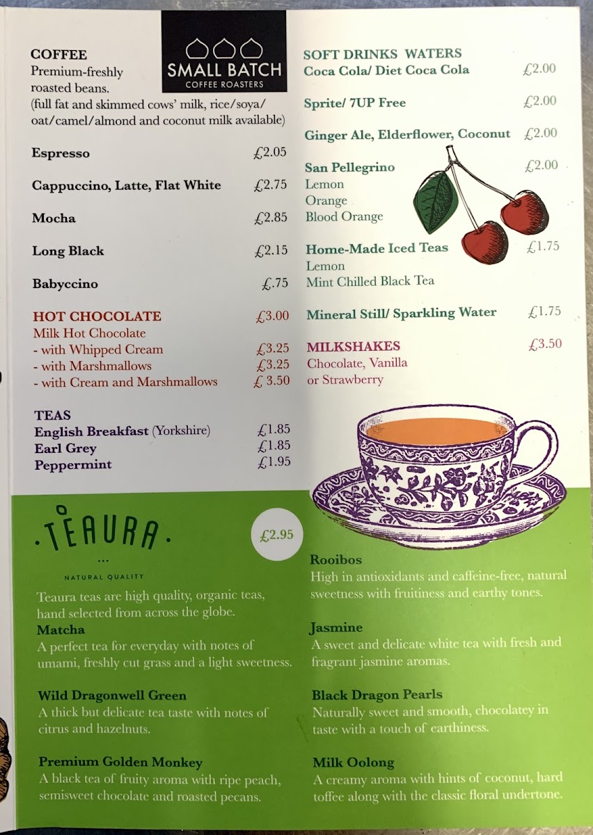Rye Cafe and Juice Bar menu board