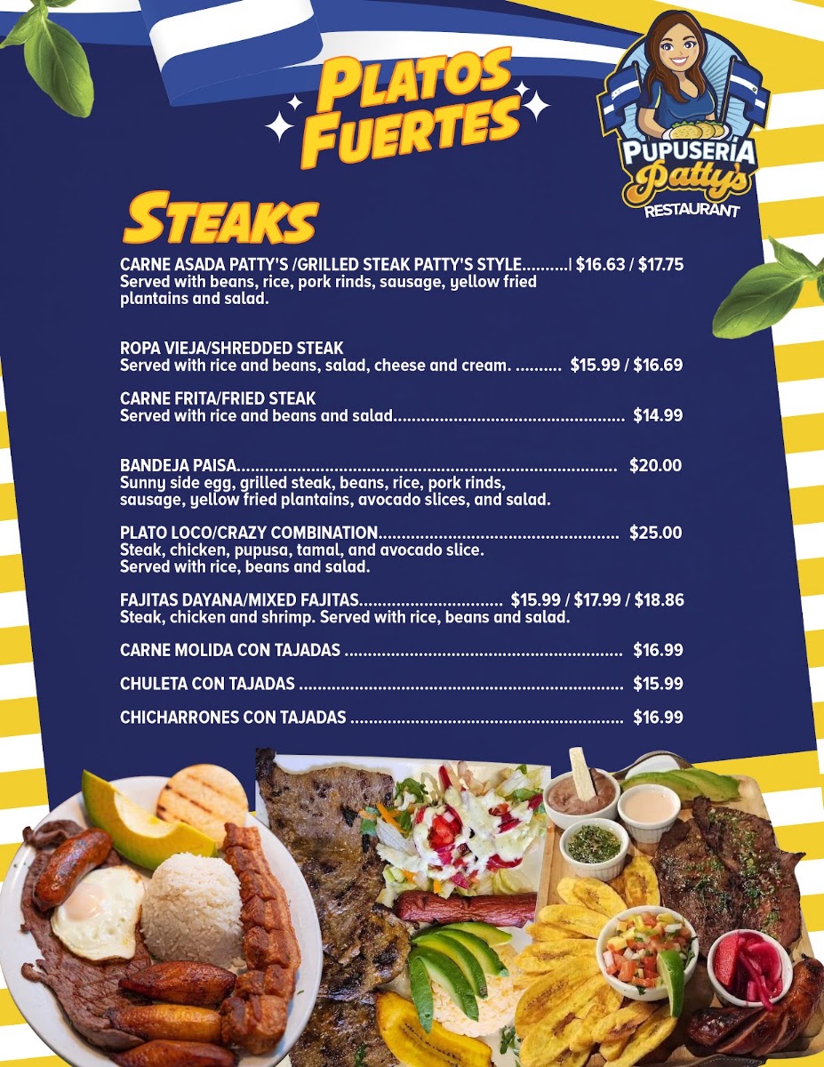 Pupusería Patty's – Arden NC menu board