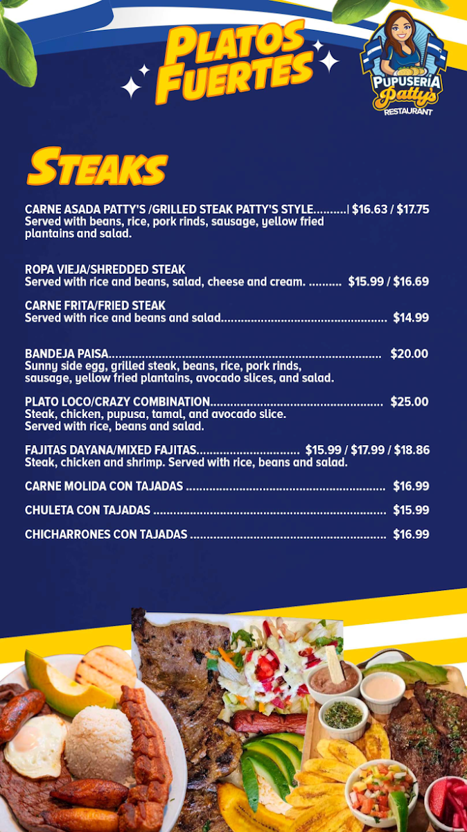 Pupusería Patty's – Arden NC menu board
