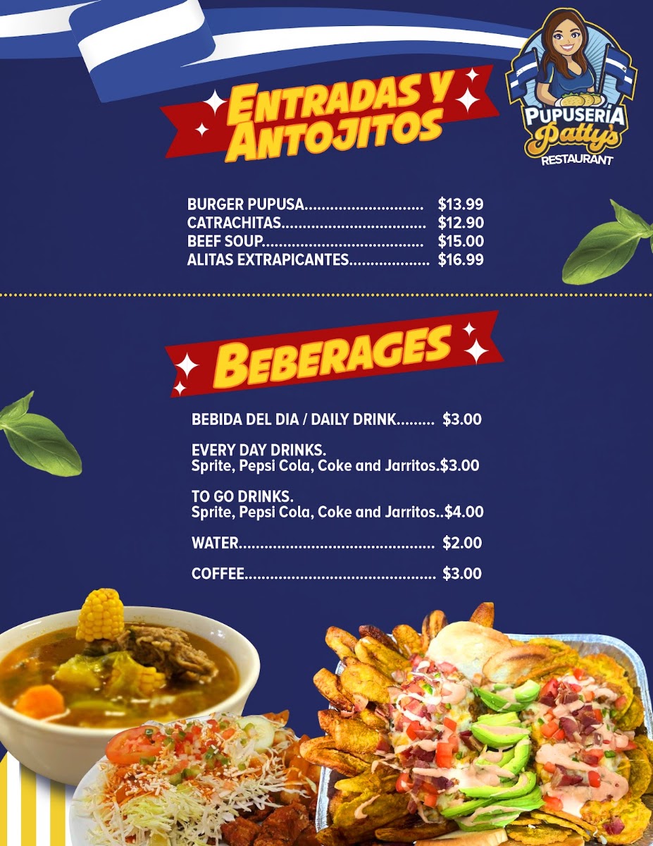 Pupusería Patty's – Arden NC menu board