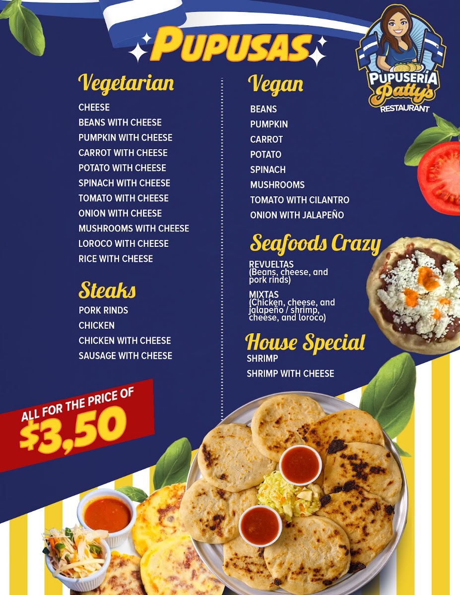 Pupusería Patty's – Arden NC menu board
