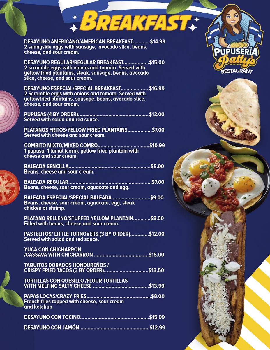 Pupusería Patty's – Arden NC menu board