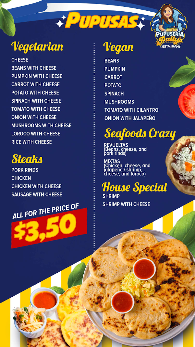 Pupusería Patty's – Arden NC menu board