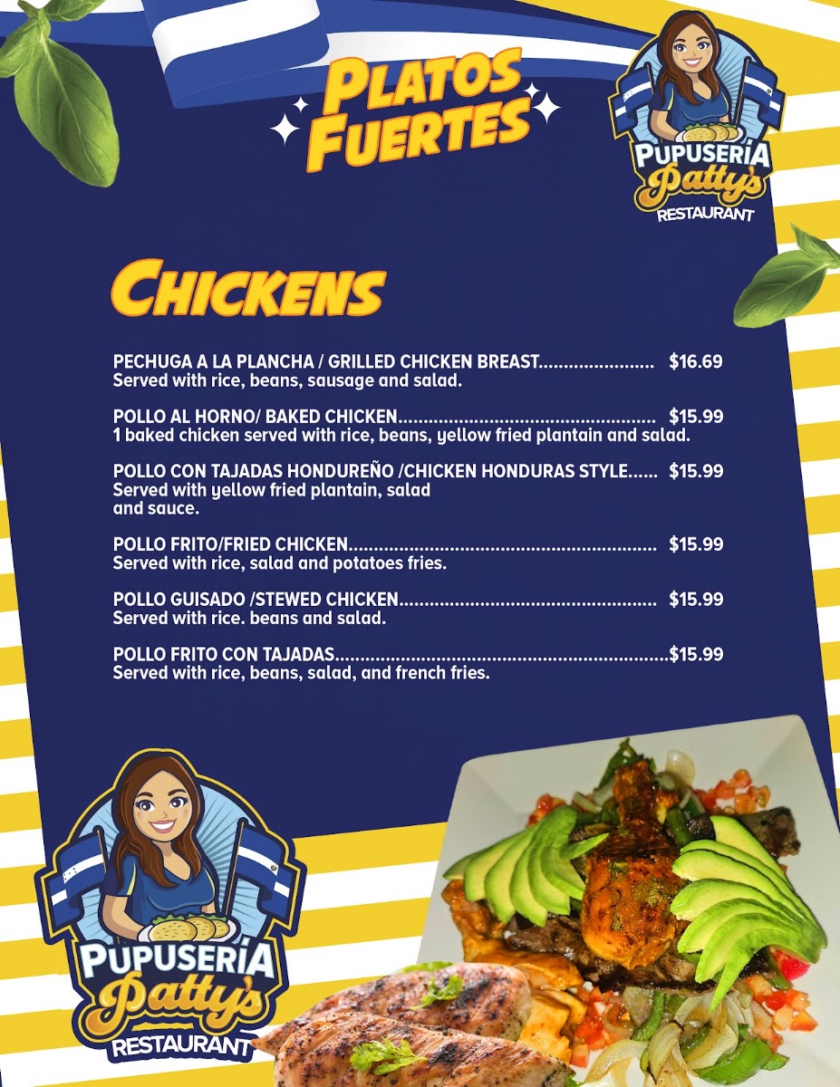 Pupusería Patty's – Arden NC menu board