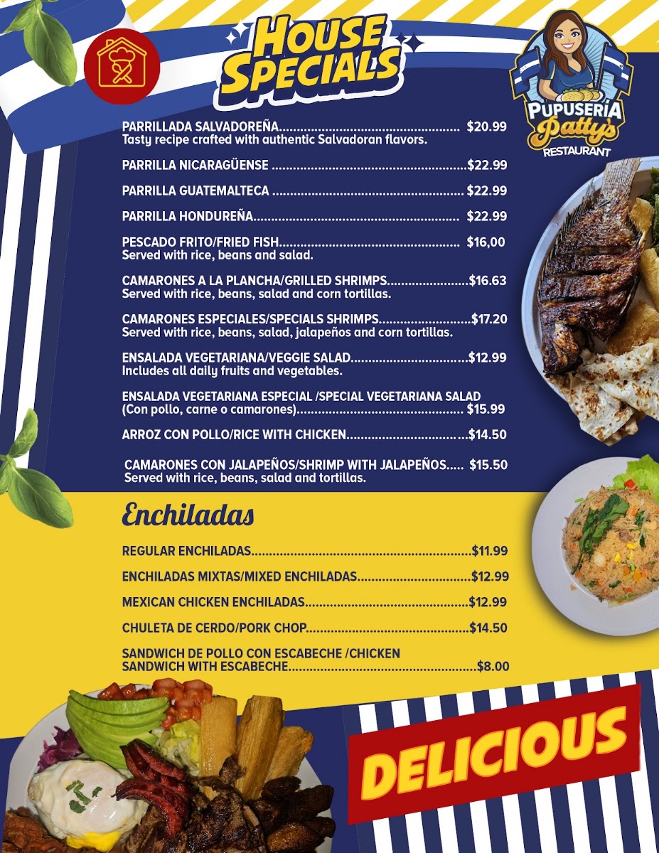Pupusería Patty's – Arden NC menu board