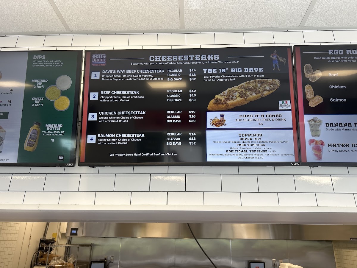 Big Dave's Cheesesteaks Oviedo-UCF menu board