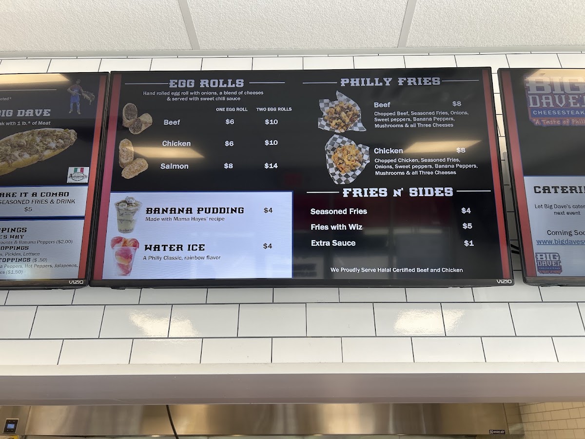 Big Dave's Cheesesteaks Oviedo-UCF menu board