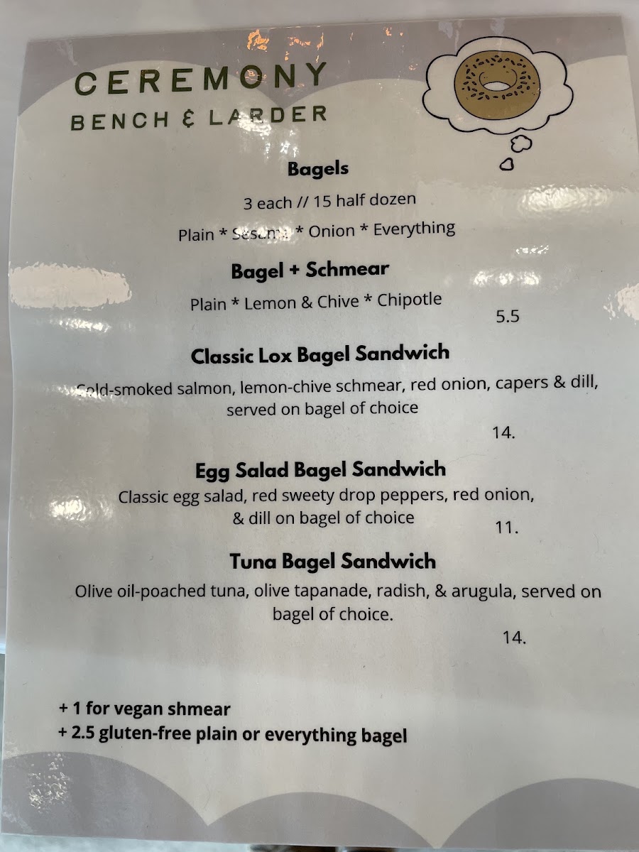 Ceremony: Bench & Larder menu board