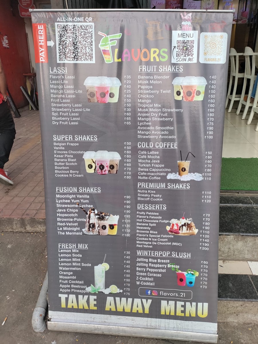 The Flavors Cafe- Shakes,Juices,Pizza,Sandwich,Waffle menu board