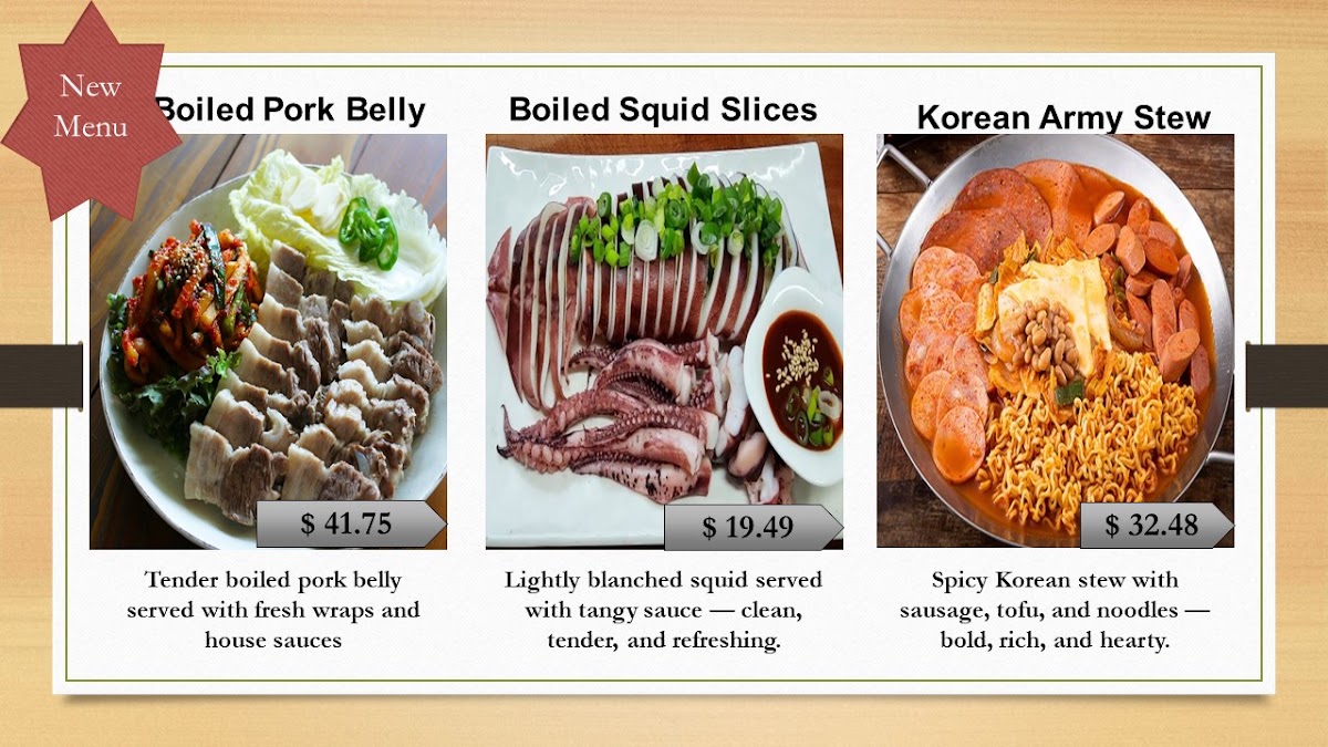 JIN SUL LUNG TANG menu board