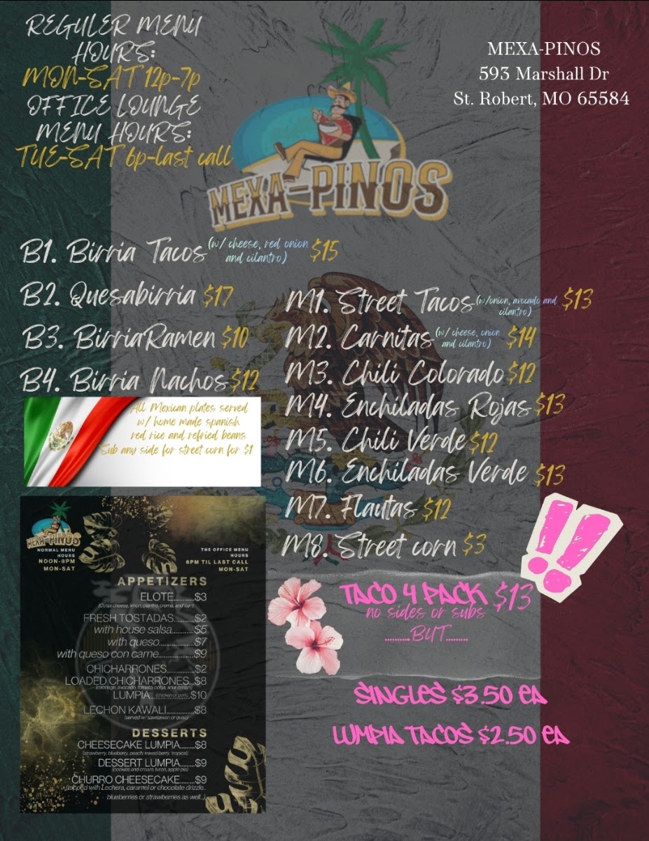 Mexa Pinos menu board