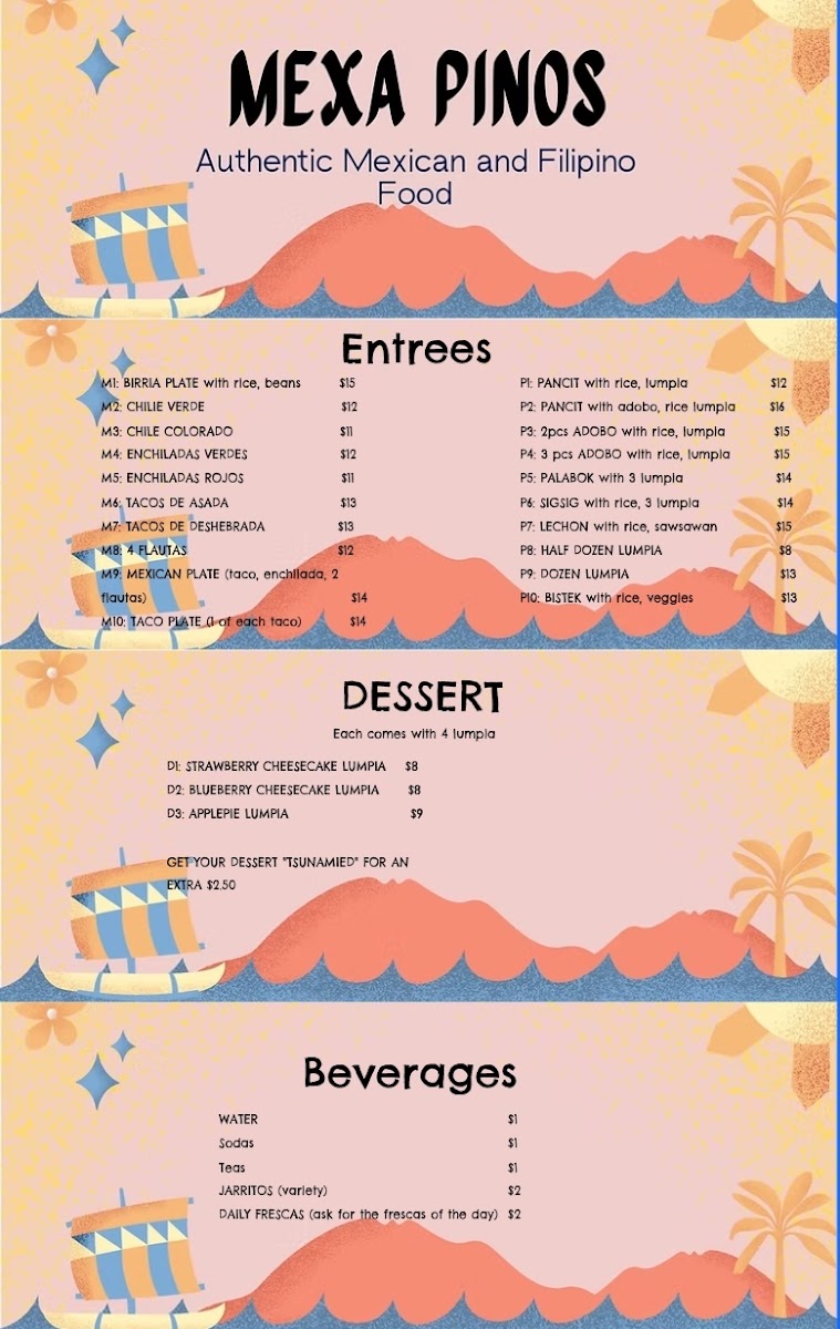 Mexa Pinos menu board