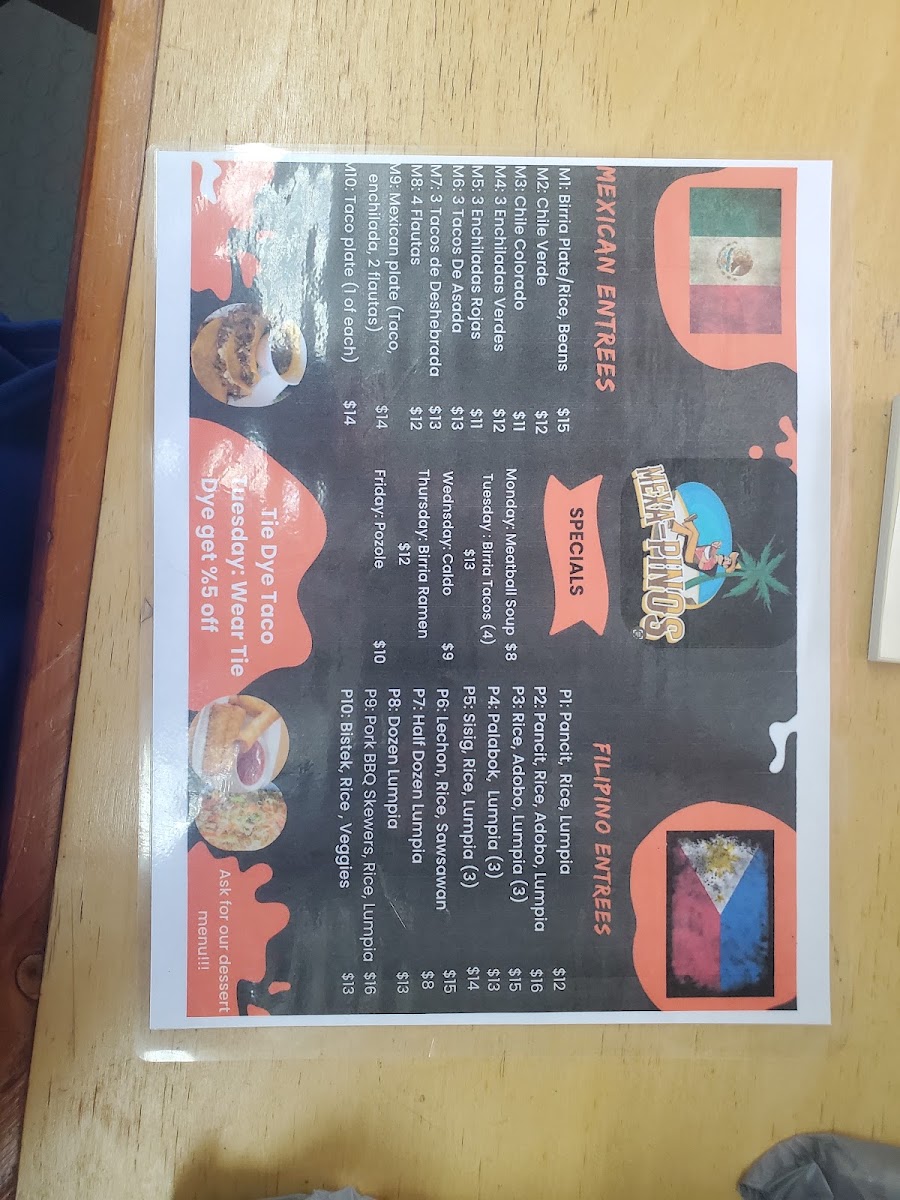 Mexa Pinos menu board