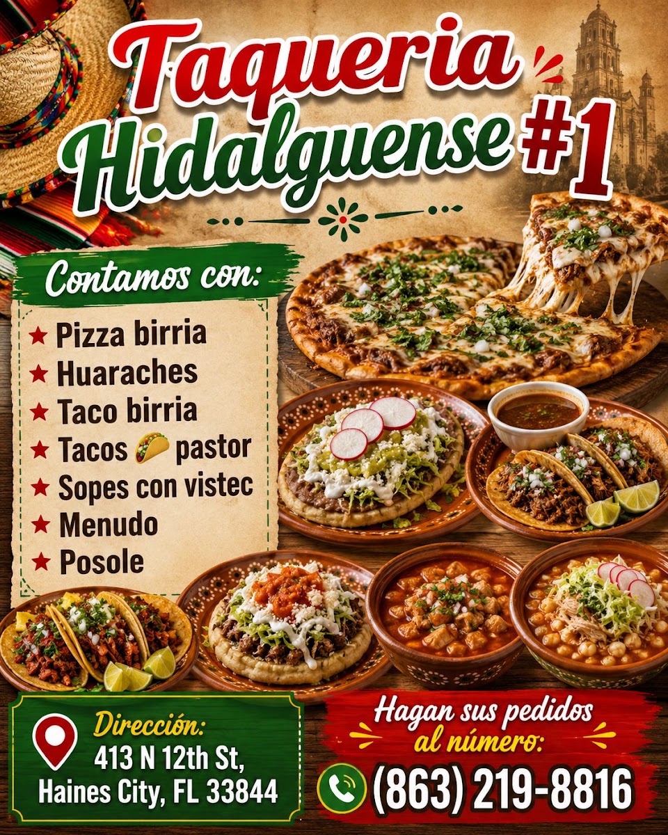 Taqueria Hidalguense 1 menu board