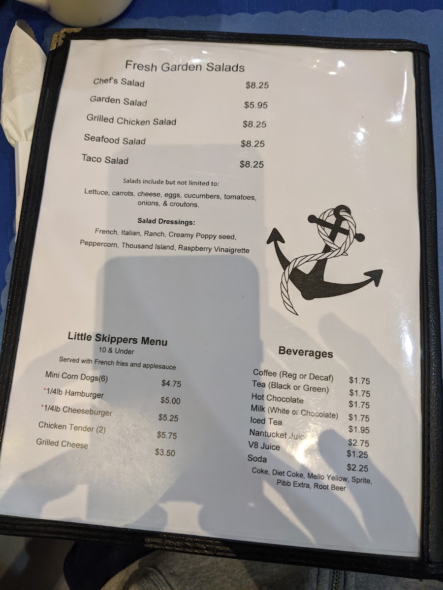 Captain's Galley Room | Breakfast • Lunch menu board