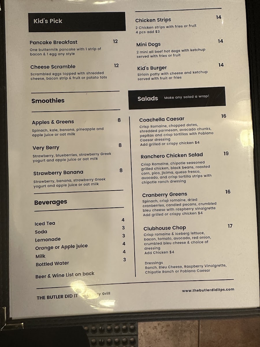 Legacy Grill menu board
