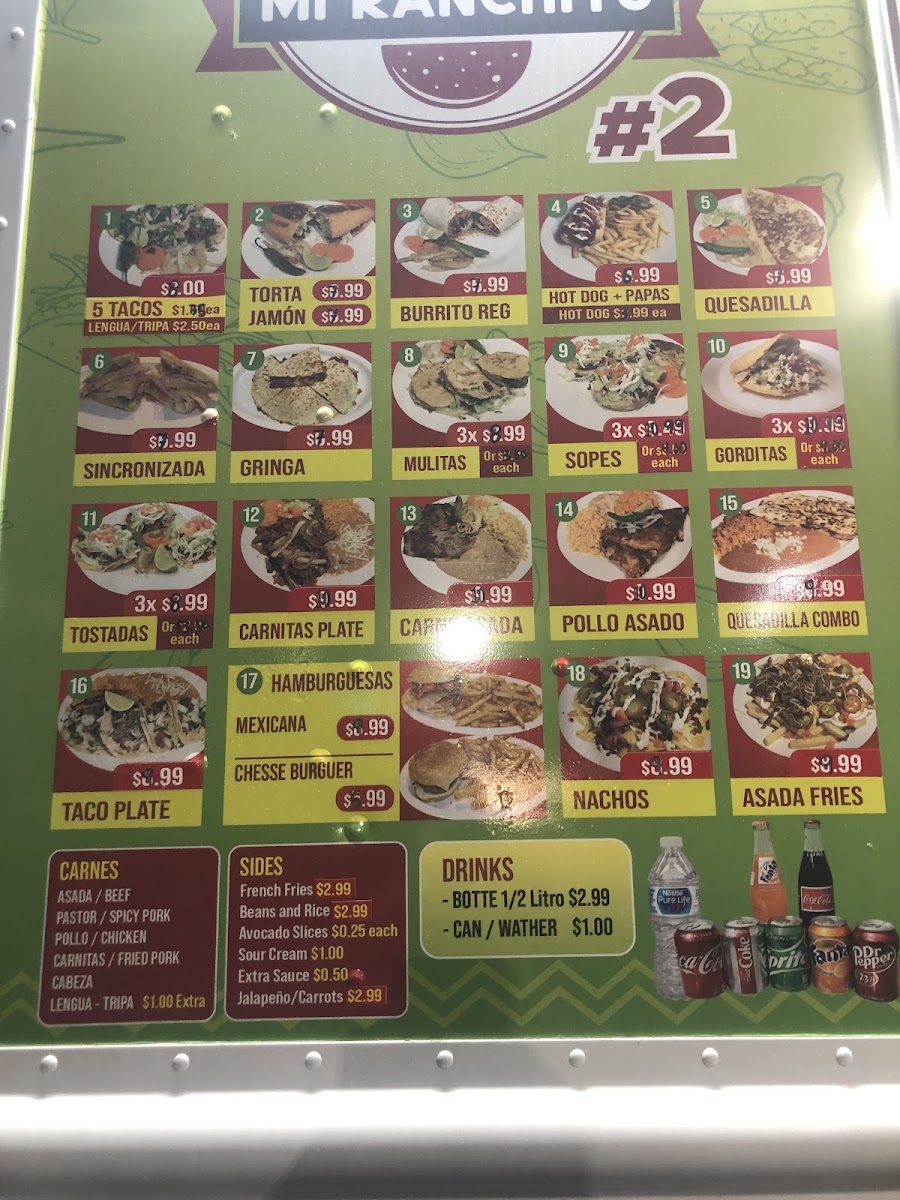 Taqueria Mi Ranchito #2 menu board